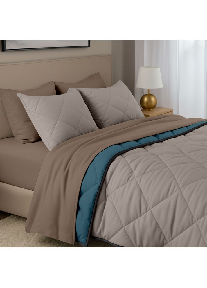 Покрывало стеганное двухстороннее OCEAN SAND CS10 160x220 см Бежево-голубой Cosas (379797772)