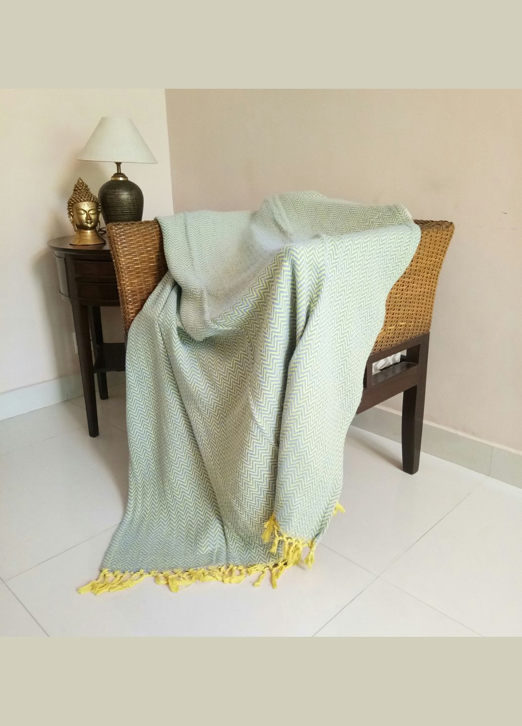 Плед бавовняний "Blue Yellow" 125х175 см a-3195 Silk Route (301940818)