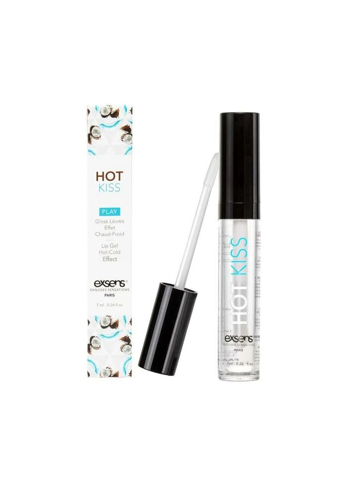 Стимулювальний блиск для губ Coconut Hot Kiss 7 мл, зігріває та охолоджує Exsens (297571806)