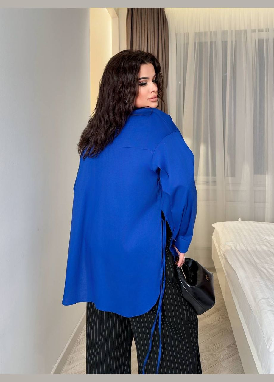 Синяя рубашка однотонная Elanzh