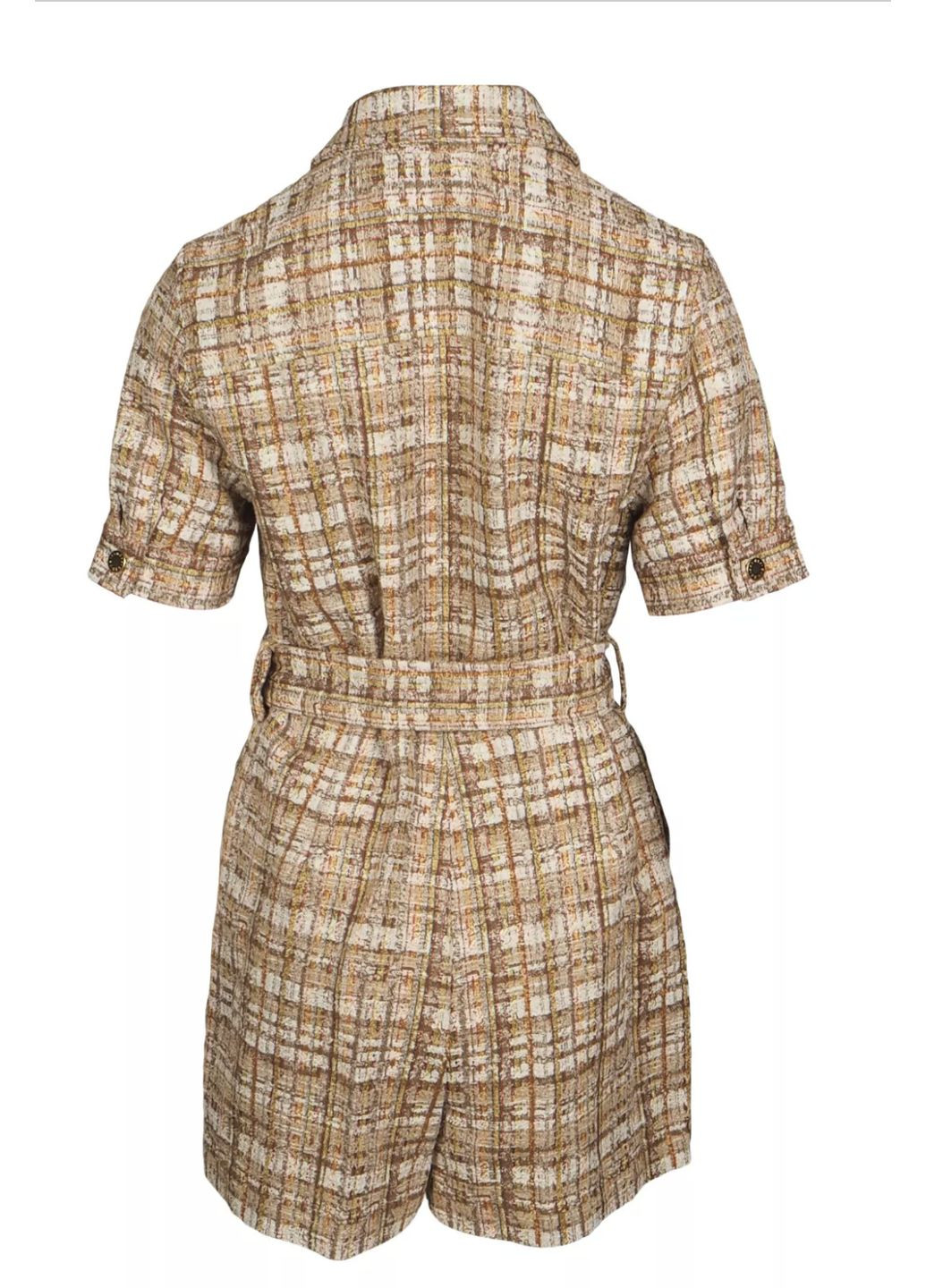 Стильний твідовий комбінезон румпер Sandro румпер комбінезон шорти комбінезон-шорти смужка бежевий святковий, коктейльний, повсякденний, карнавальний, вечірній, діловий, домашній, пляжний, кежуал поліестер