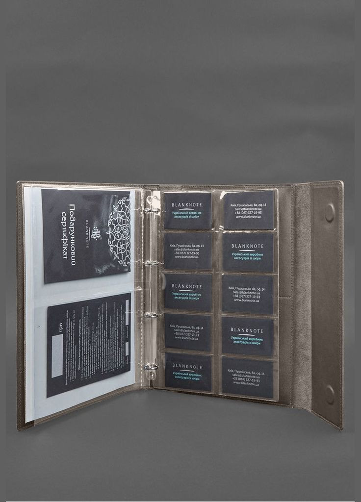 Кожаная папка для документов "Семейная" А4 на сегрегаторе с файлами темно-бежевая (A-028629) BlankNote (330144491)