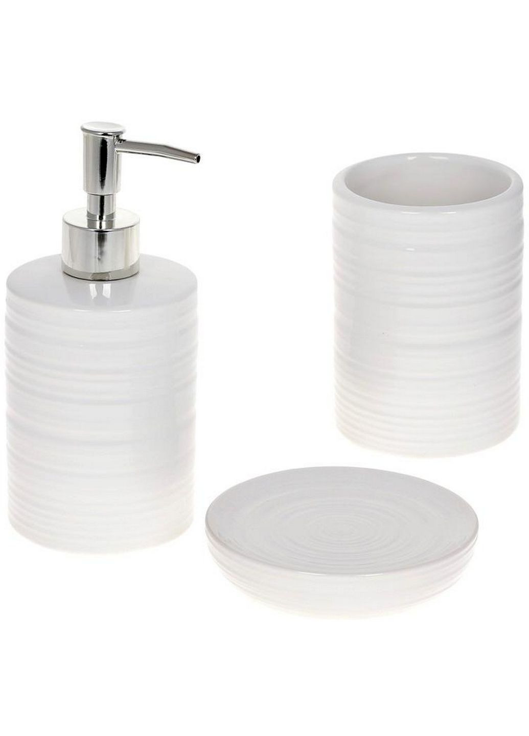 Набор аксессуаров bright для ванной комнаты 3 предмета "белый камень" керамика Bona (282582913)