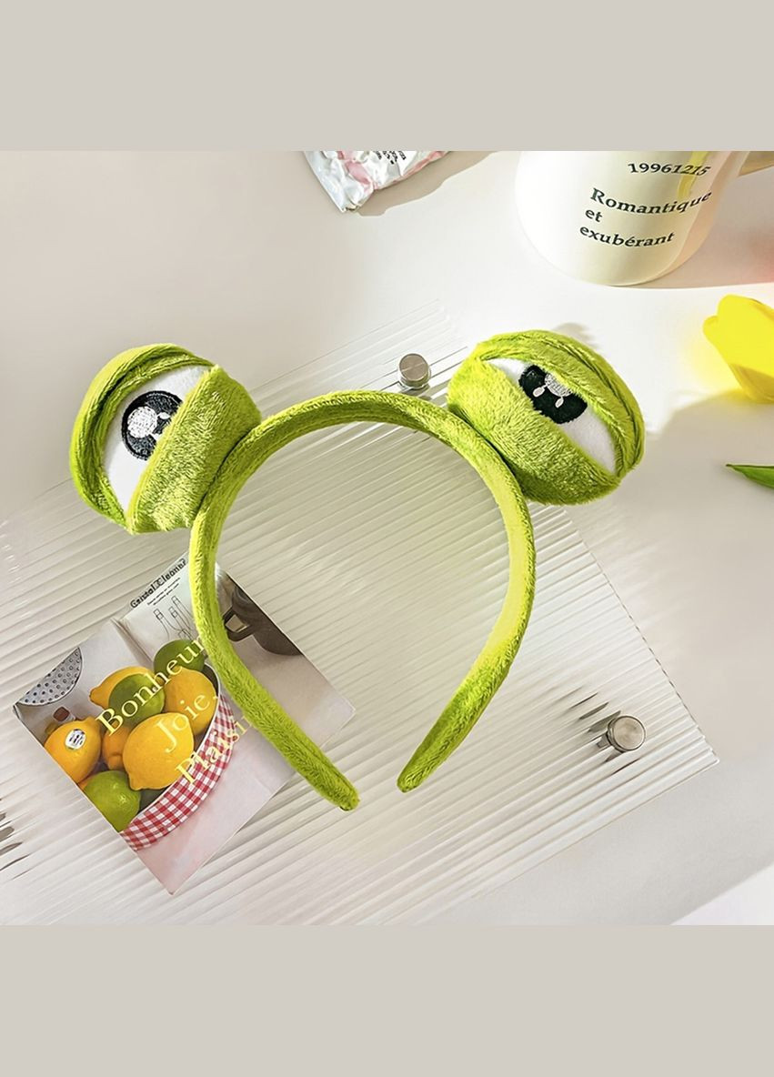 Жіночий обруч для волосся подарунковий з 3D очима жаба Пепе зелений No Brand (317751407)