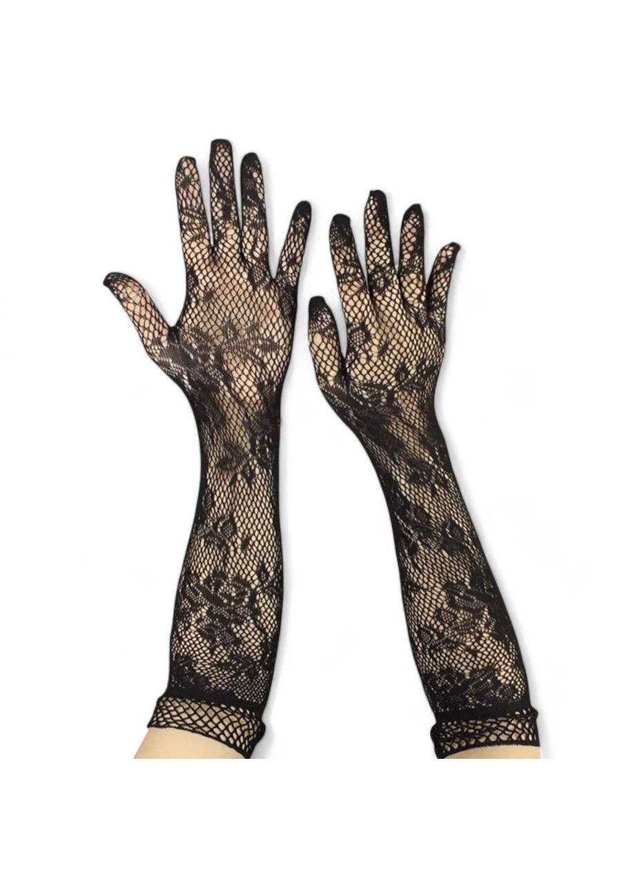 Длинные перчатки черного цвета сетка One Size сексуальный эротический наряд China (317747607)