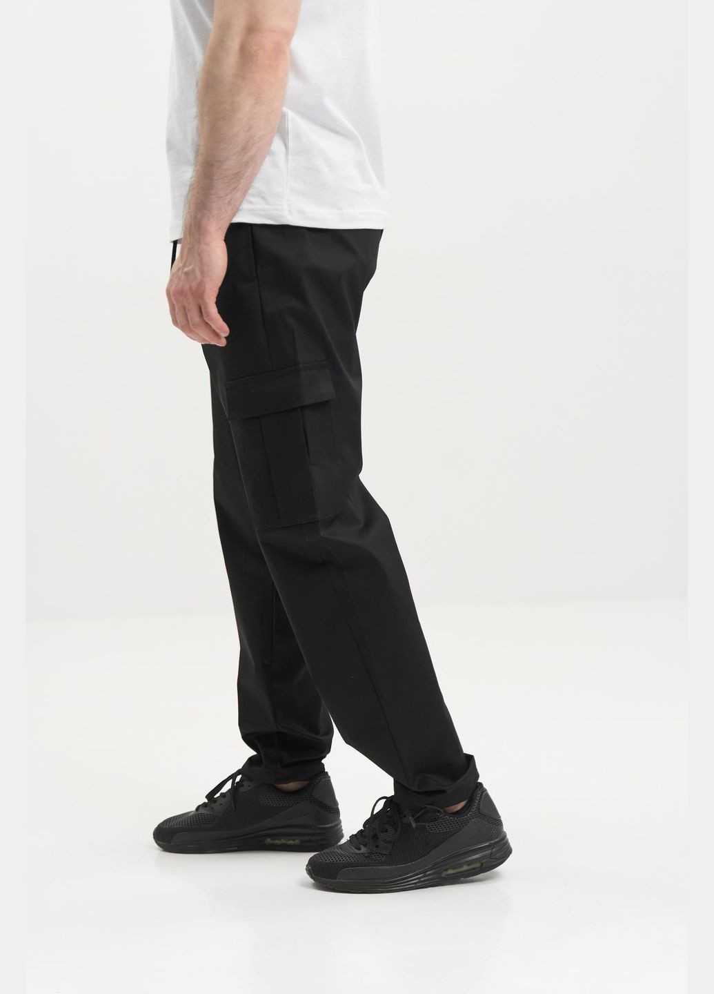 Штани карго чоловічі Великого розміру стрейч-котон з кишенями весна-літо-осінь, чорний No Brand (338792312)