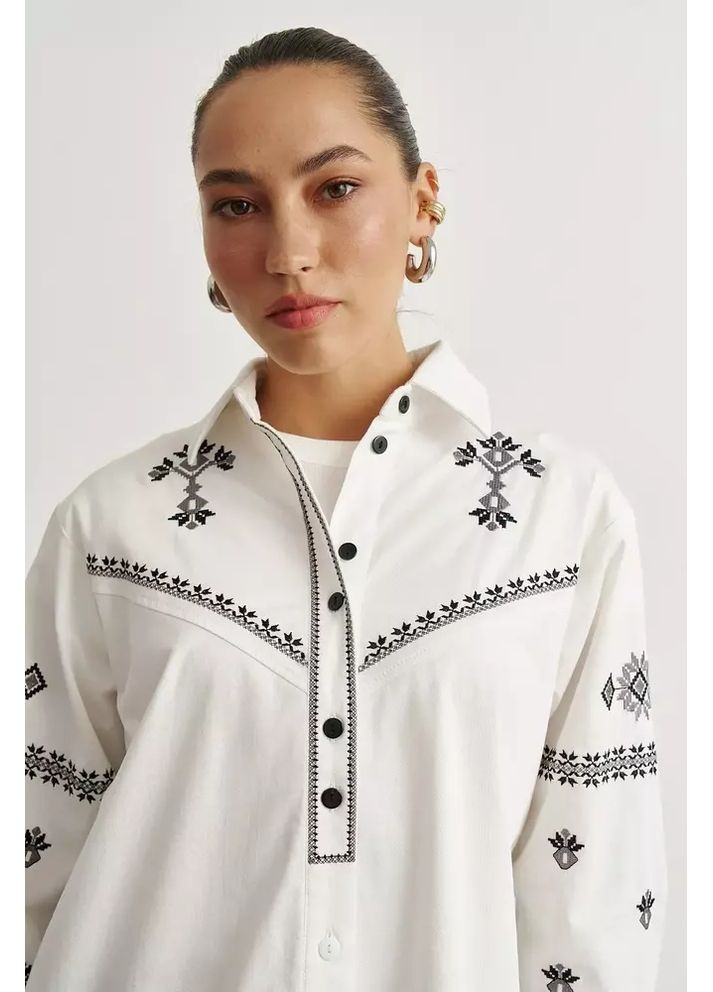 Сорочка жіноча подовжена вишита оверсайз з полтавським орнаментом MKRM4294 Rica Mare (370664906)