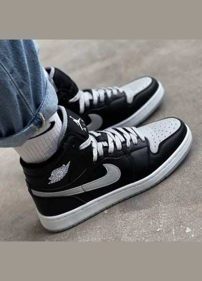 Черные зимние зимние кроссовки air jordan с мехом black/gray Nike Air Jordan 1 High