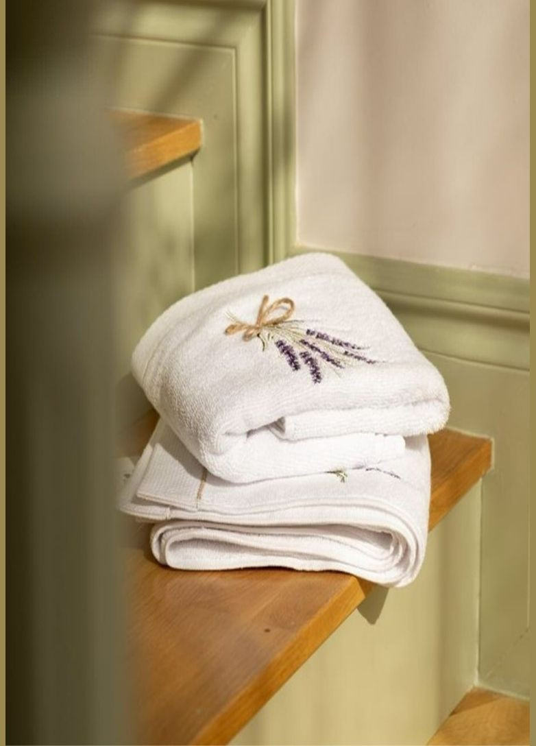Рушник махровий Lavendier для ванної 50х80 см білий з вишивкою TC303375828 TURComFor білий