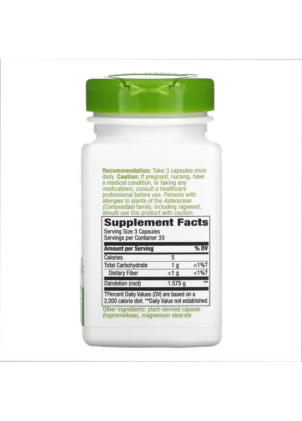 Корень одуванчика 100 капсул Nature's Way веганский продукт для поддержания пищеварения и здоровья печени мочегонная трава ProDobro (368979996)