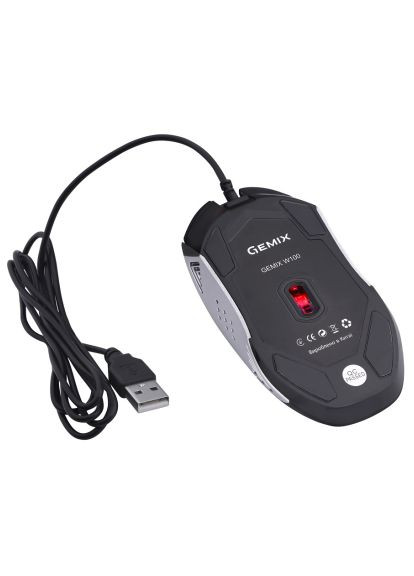 Мышка W100 USB Black/Gray + игровая поверхность (W100Combo) Gemix W100 USB Black/Gray + ігрова поверхня (366660603)