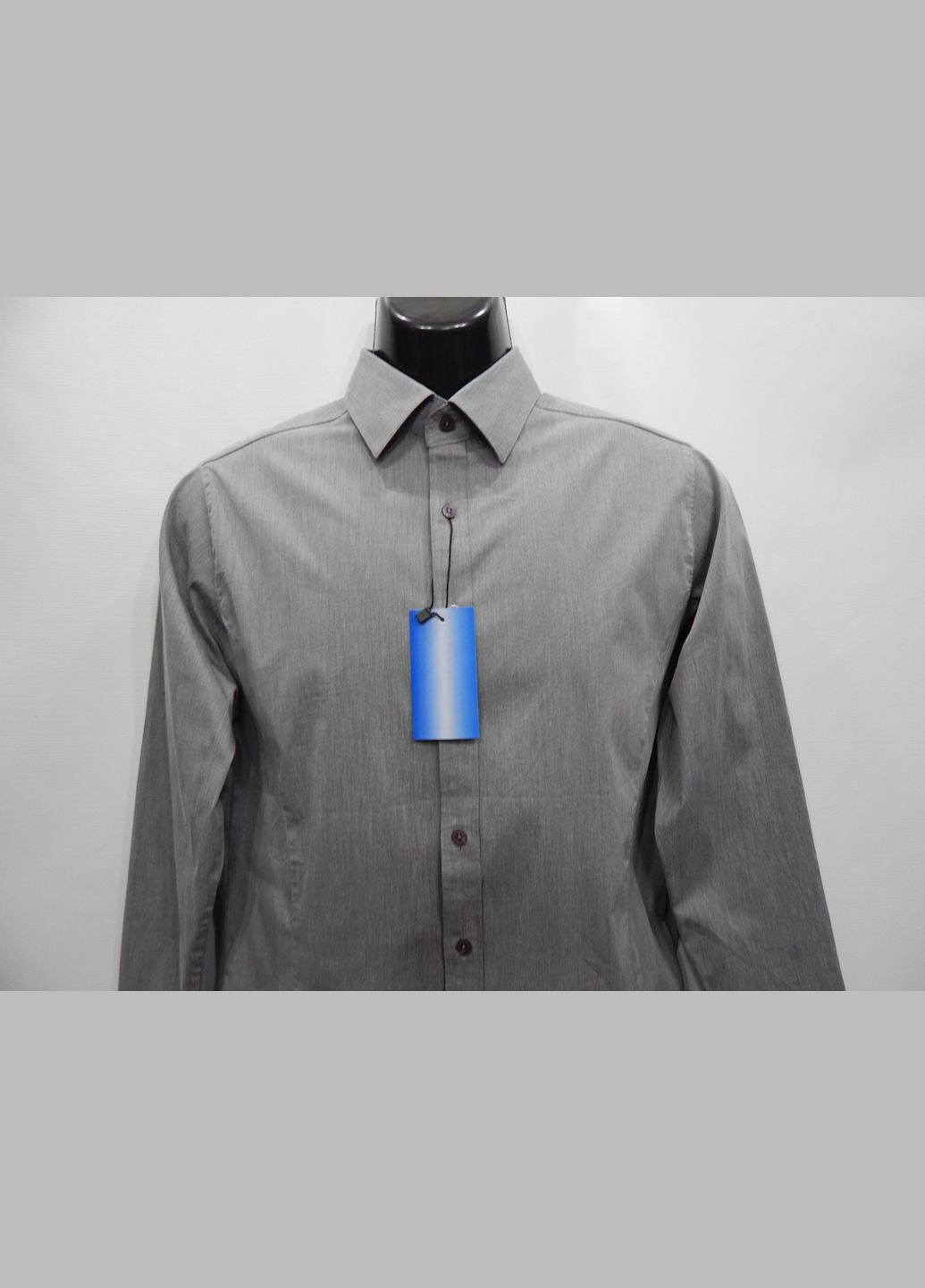 Серая кэжуал рубашка однотонная No Brand