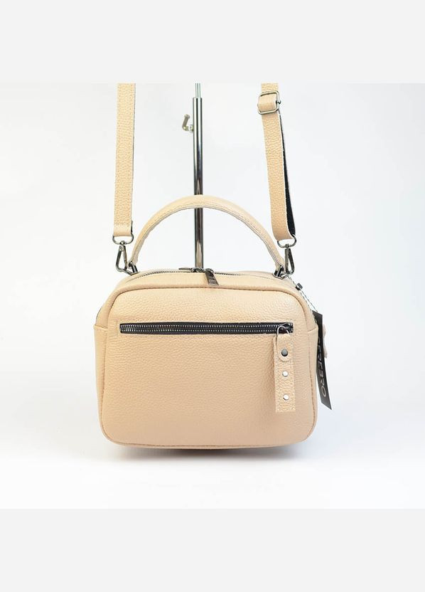 Пудровая маленькая женская молодежная кожаная сумка кросс-боди через плечо Serebro (322846269)