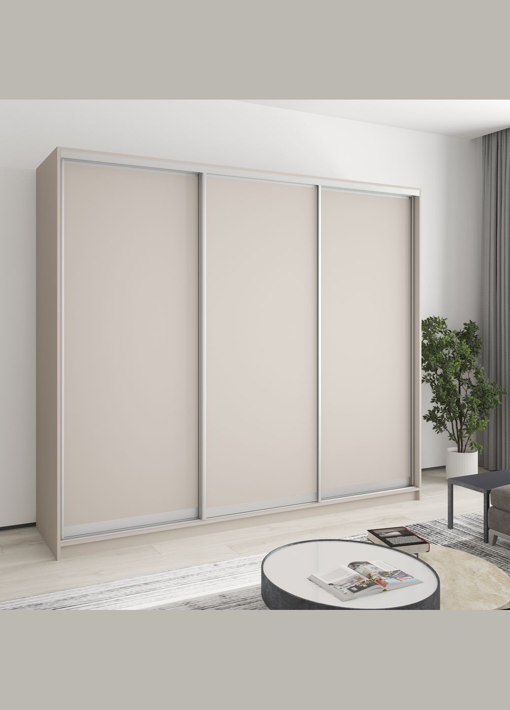 Шафа-купе тридверна Комбо AL 3ДСП 240x45x210 см Кашемір (MBS-3172) MebelStar (346288635)