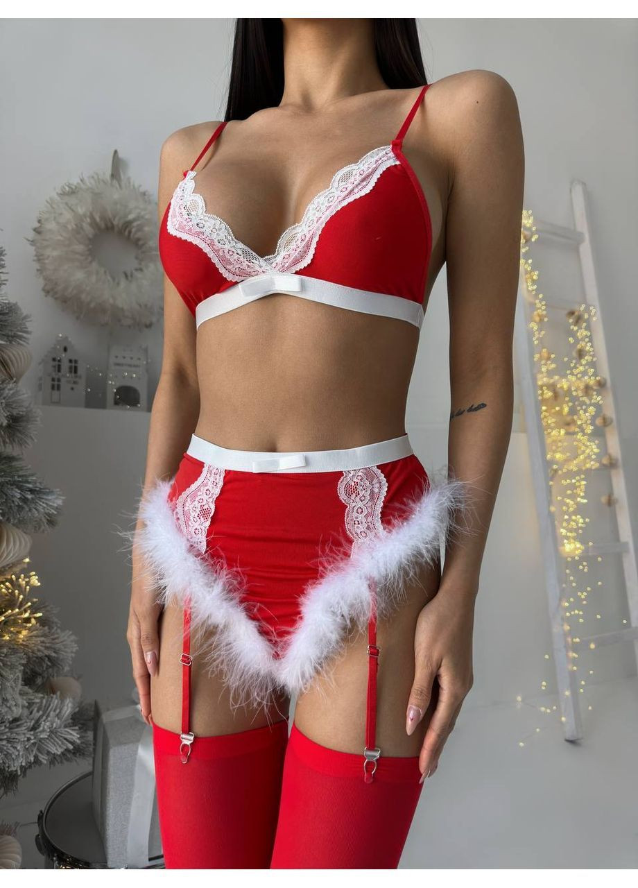 Красный зимний игривый новогодний комплектик Vakko