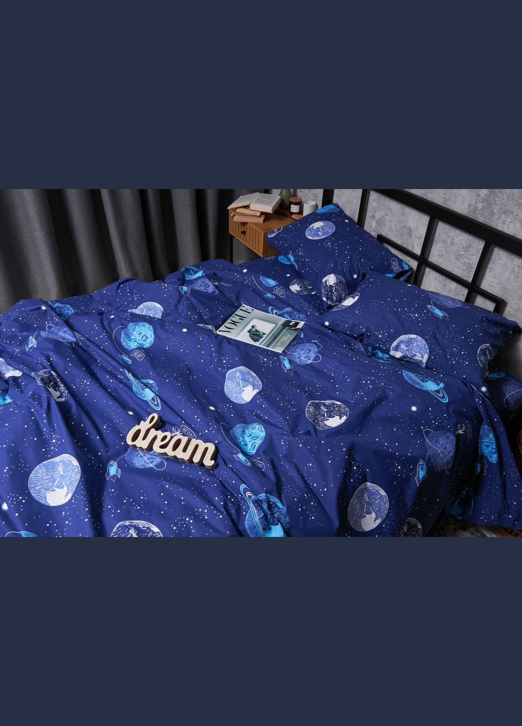Комплект постільної білизни Бязь Gold Люкс «» євро 200х220 наволочки 2х40х60 (MS-820004805) Moon&Star Planets (293148291)
