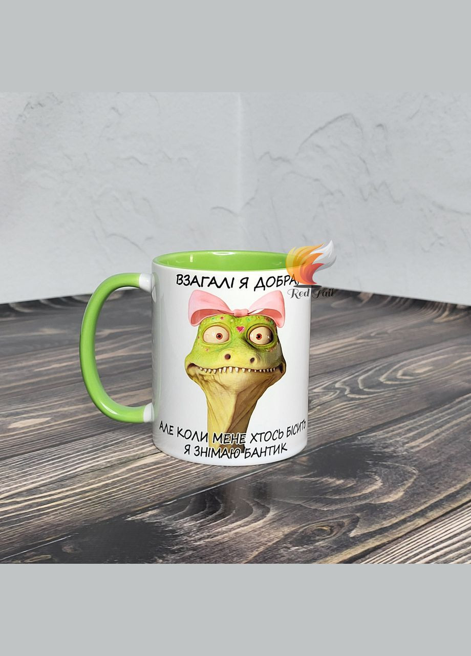 Чашка подарункова "Коли мене хтось бісить я знімаю бантик" 330 мл біла No Brand (334293710)