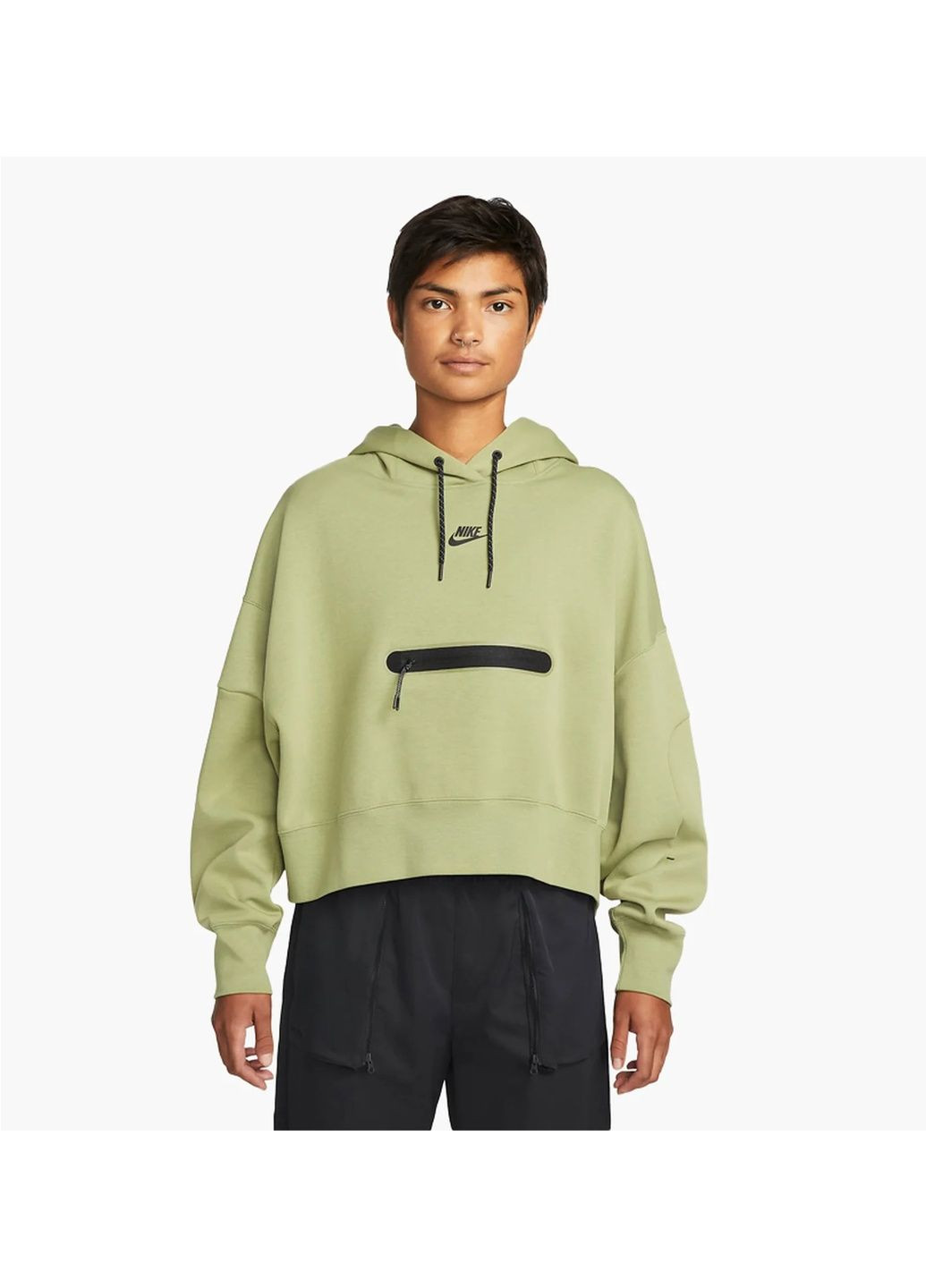 Худі жіноче Sportswear Tech Fleece WomenS Over-Oversized Crop Pullover Hoodie Olive Nike (365962131)