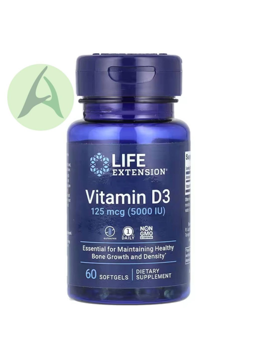 Вітамін D3, 125 мкг (5000 МО), 60 капсул Life Extension (364237991)