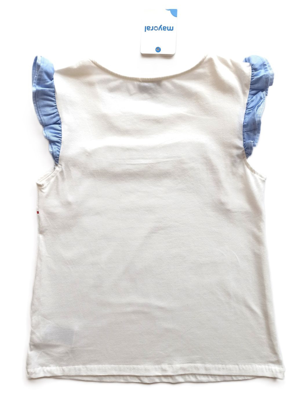 Біла літня футболка для дівчинки 56063-700 Mayoral