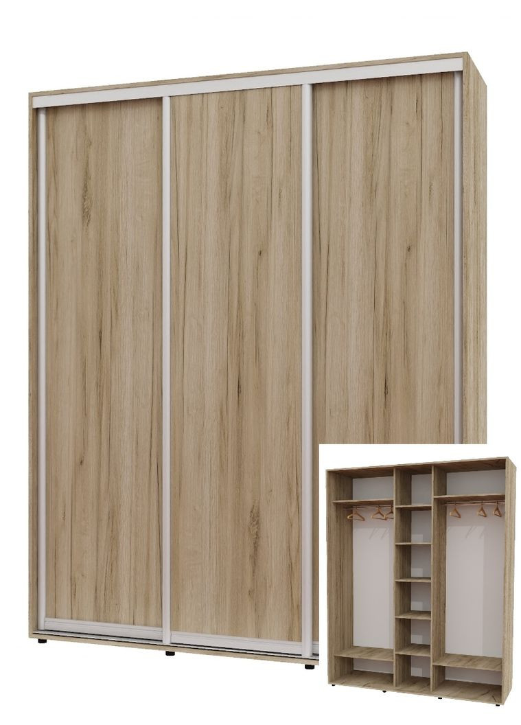 Шкаф-купе трехдверный 200*60*220 см Дуб крафт серый 3 двери ДСП ШК-04 Алекса (356772120)