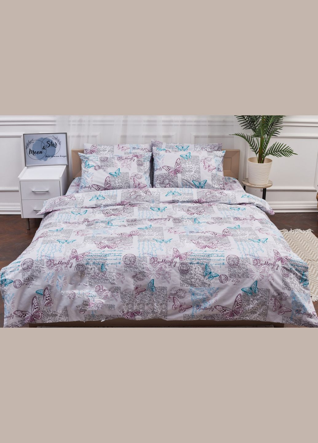 Комплект постільної білизни Дитячий 110х140 наволочки 2х40х40 Бязь Gold Люкс (MS-830000004) Moon&Star Butterfly (293173084)