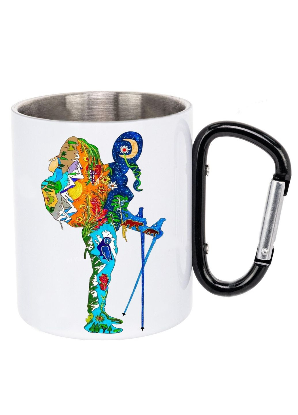 Кружка металлическая с карабином (black) туристическая 300 мл #0024 белая No Brand (316122691)