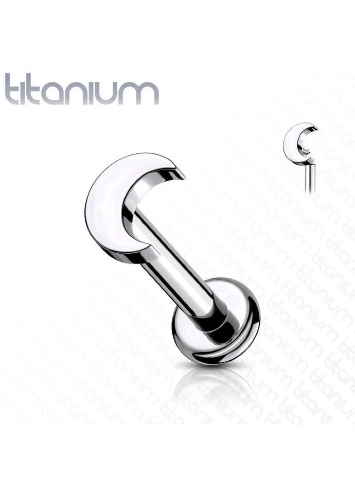 Титановые серьги лабрет с полумесяцем TIL12-1608-ST для пирсинга хеликса, трагуса, губ (Длина: 8мм) Spikes (333698331)