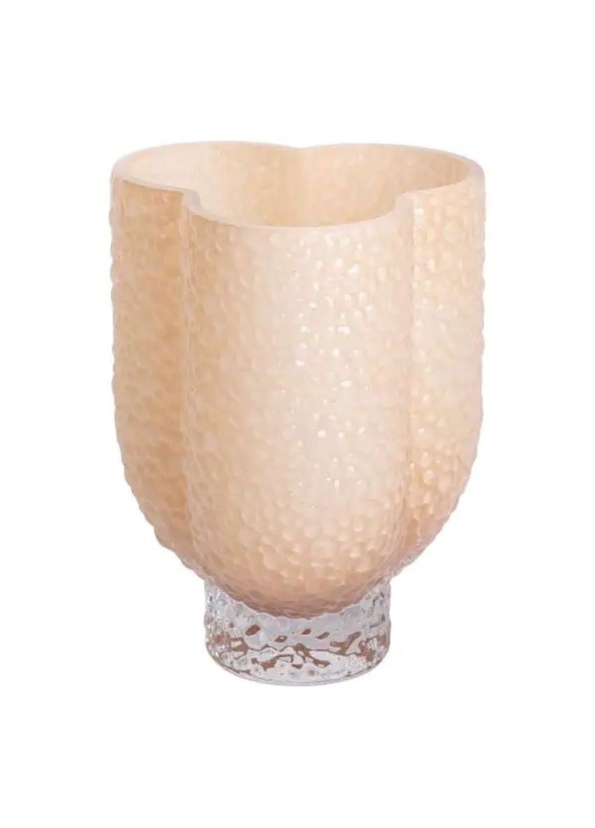 Ваза декоративная 18.5х16х25 см для цветов стеклянная фигурная ваза из цветного стекла 3 л Бежевая Jooki (360921041)