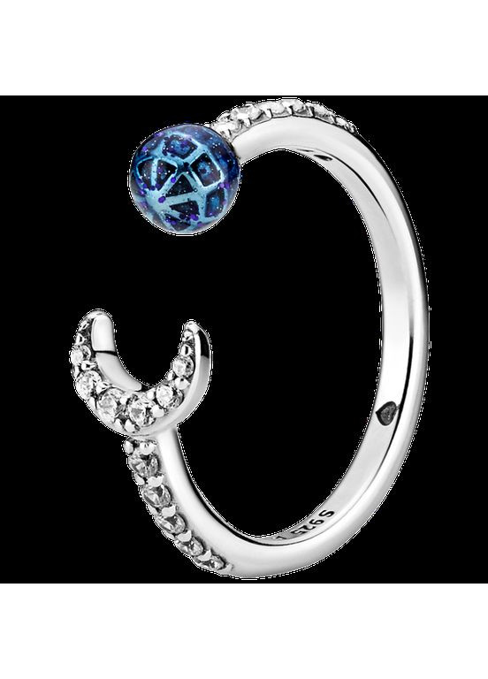 Серебряное кольцо Пандора "Голубая планета и луна" 199238C01 Kabluchka (355345313)