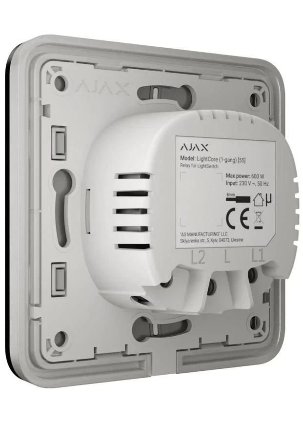 Выключатель LightSwitch 1-клавишный Black Ajax (385835765)