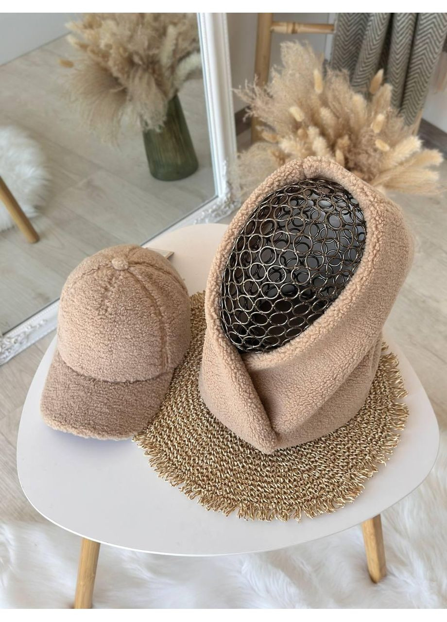 Набор Теди теплый женский. Коплектация: бейсболка теплая с ушками + капор на флисе No Brand (362918192)