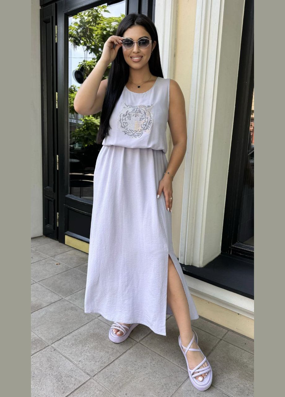 Светло-серое повседневный платье женское Україна однотонное