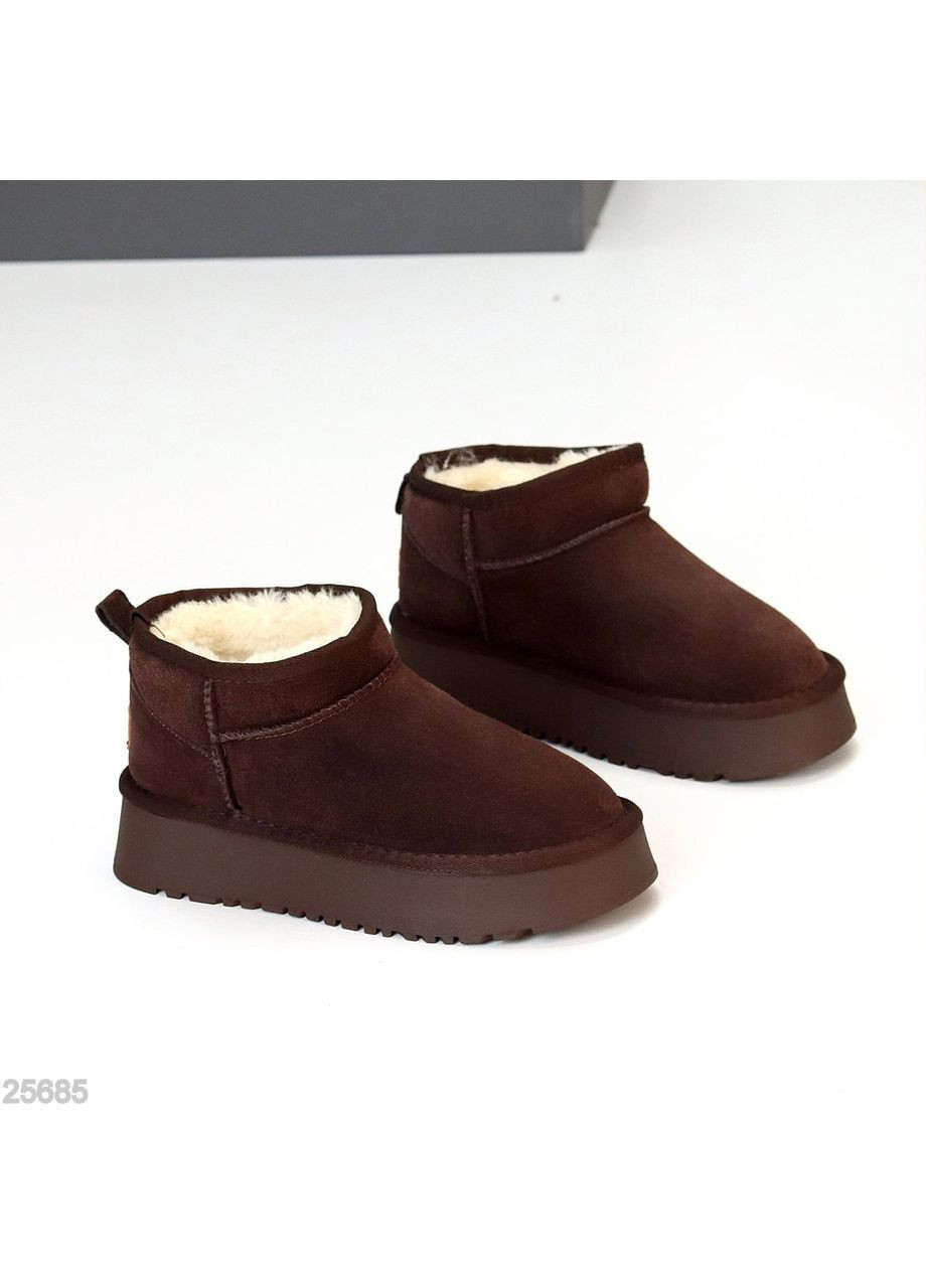 Угги Mistly из натуральной замши, шоколадные, зимние с экохутром. No Brand (365243829)