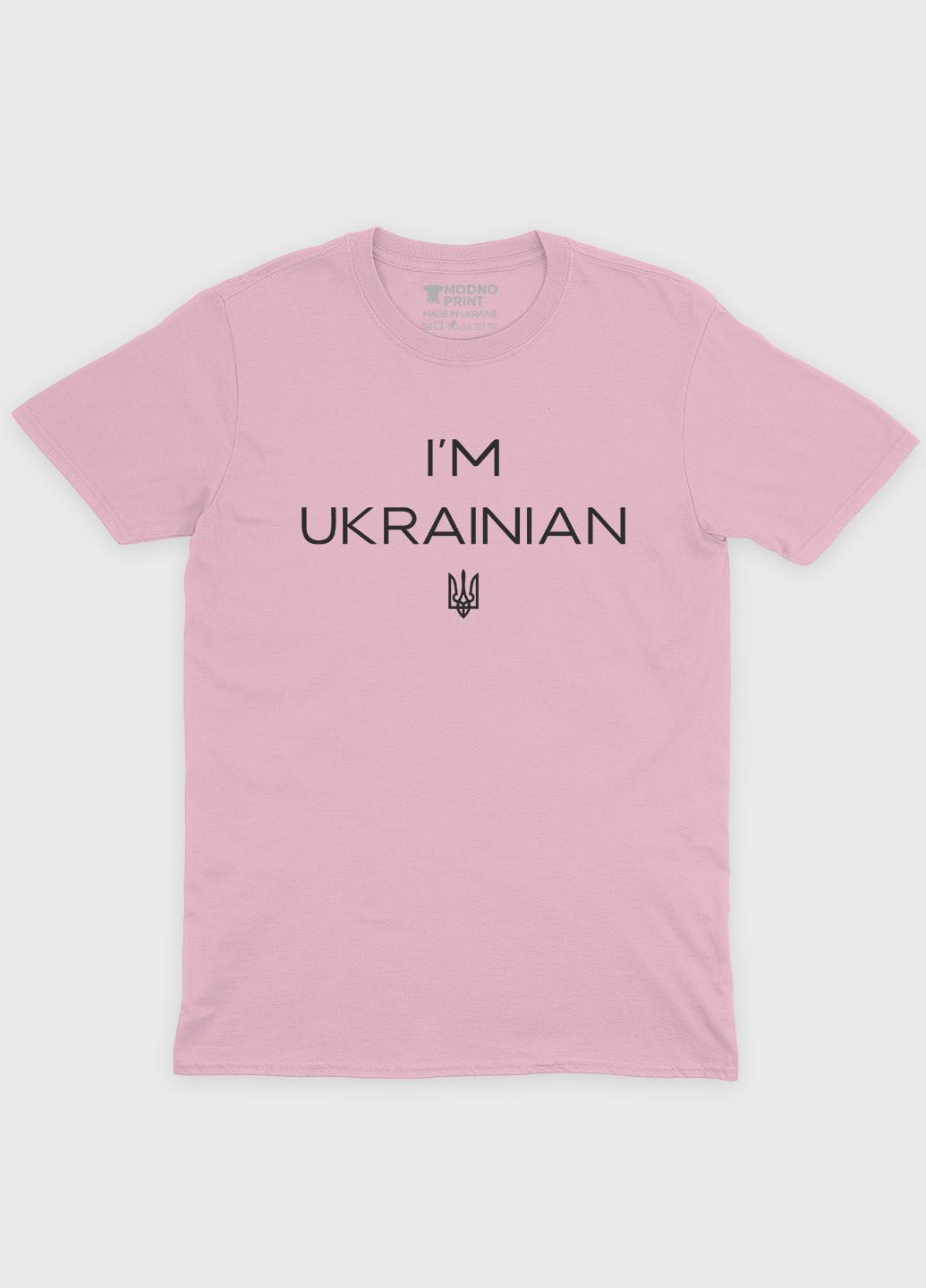 Рожева демісезонна футболка для дівчинки з патріотичним принтом i`m ukrainian блідо-рожевий (ts001-1-lpinkj-005-1-017-g) Modno