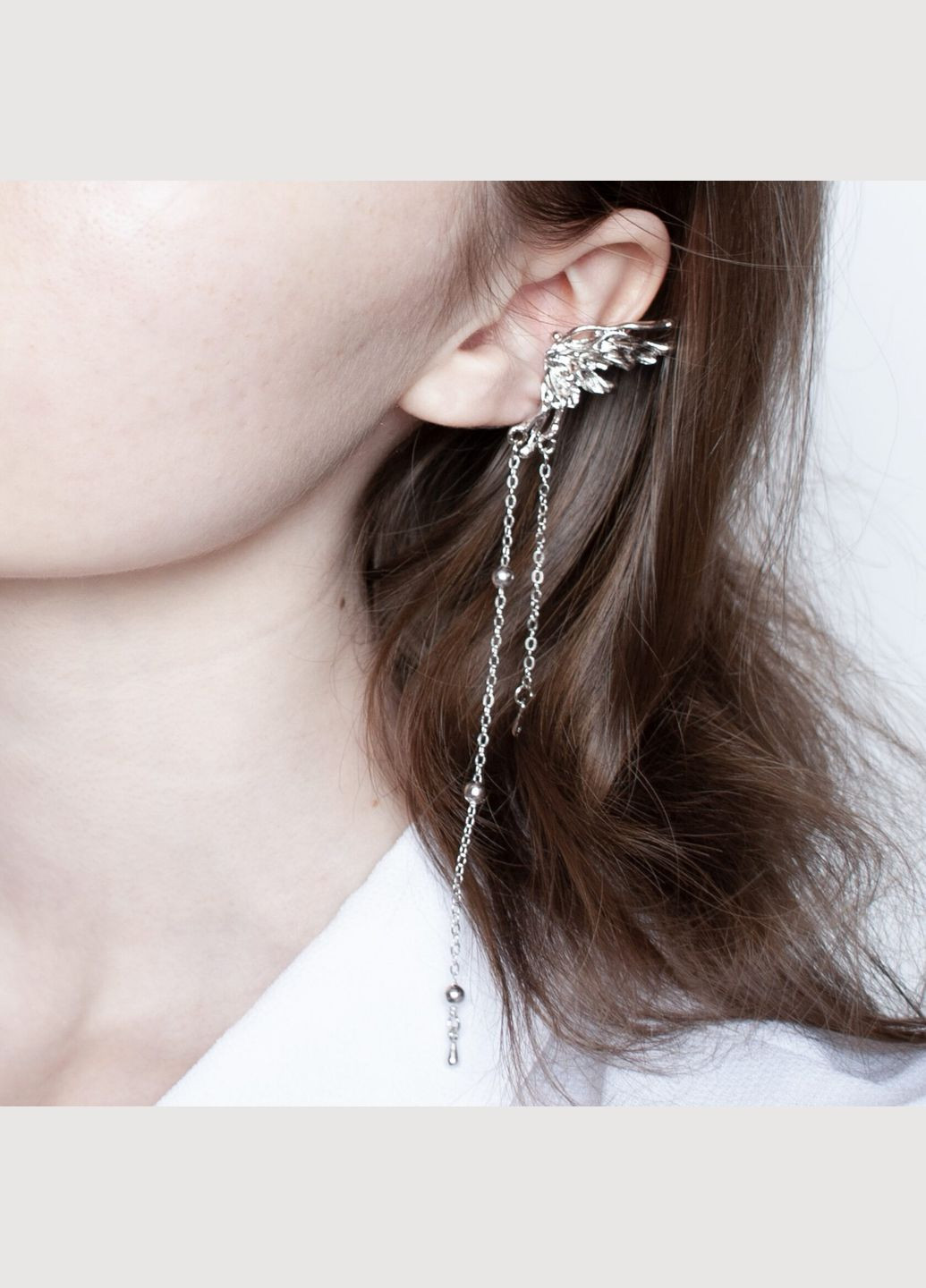 Кафа-обманка на ухо без прокола стильная аниме эстетика причудливая клипса с разными цепями унисекс эльфийская кафа крылья феи No Brand (335977526)