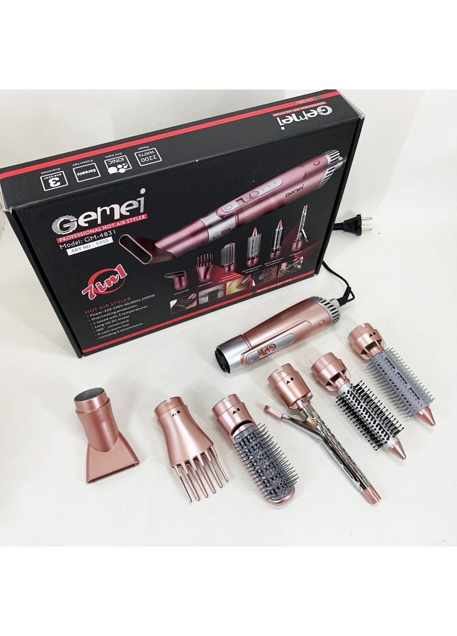 Щипці фен для волосся мультистайлер GM-4831 7в1, класичний фен для волосся, потужний фен для волосся Gemei (365812794)