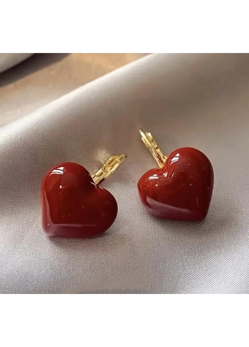 Сережки з сердечками, сережки червоні сердечки, сережки сердечки, сережки червоне серце, сережки сердечка, сережки серця Fashion Jewelry (377896531)
