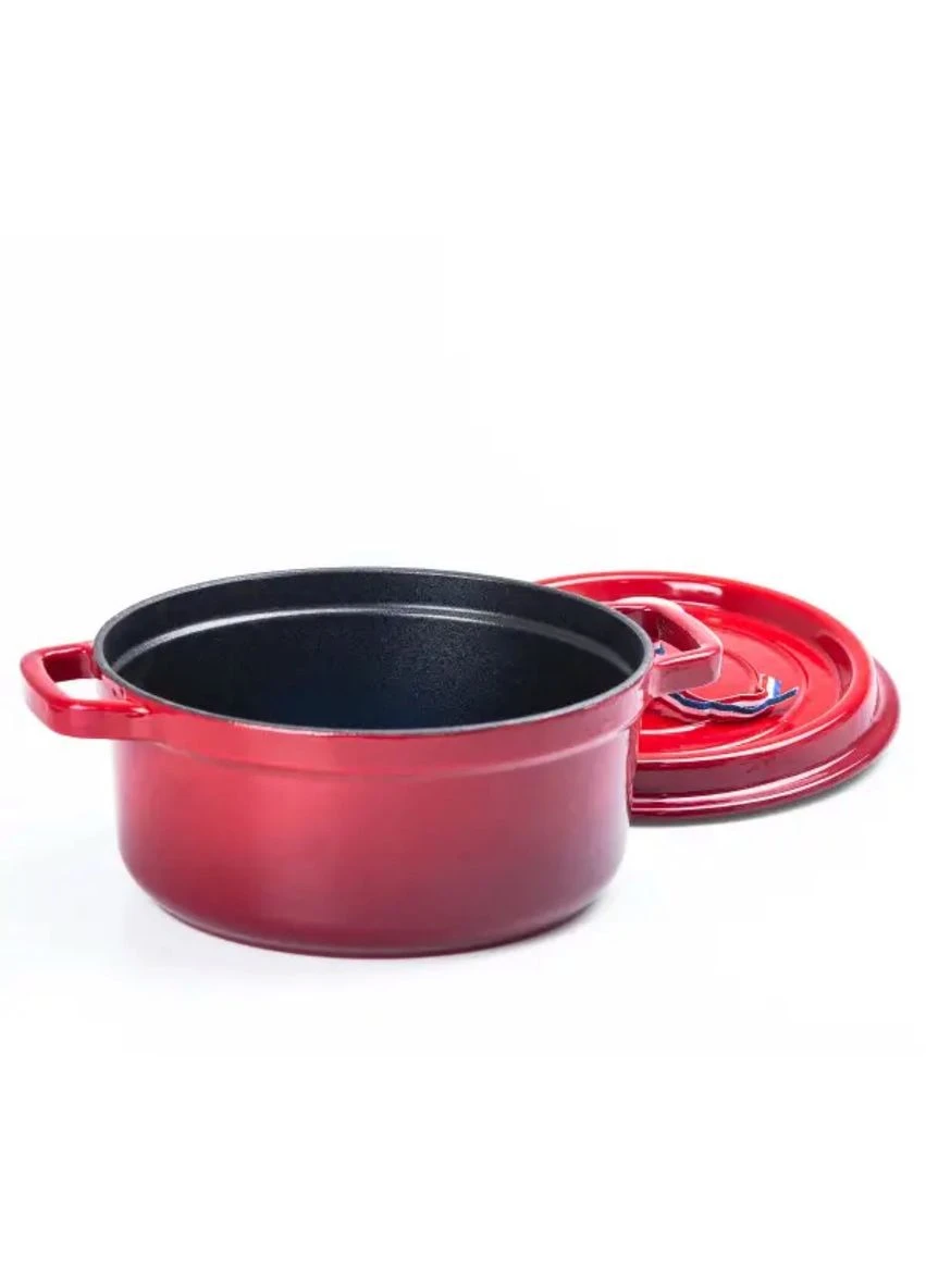 Каструля чавунна 3.5 л емальована Ø24 см з кришкою HP-1-1-RED Yiwu (380939045)