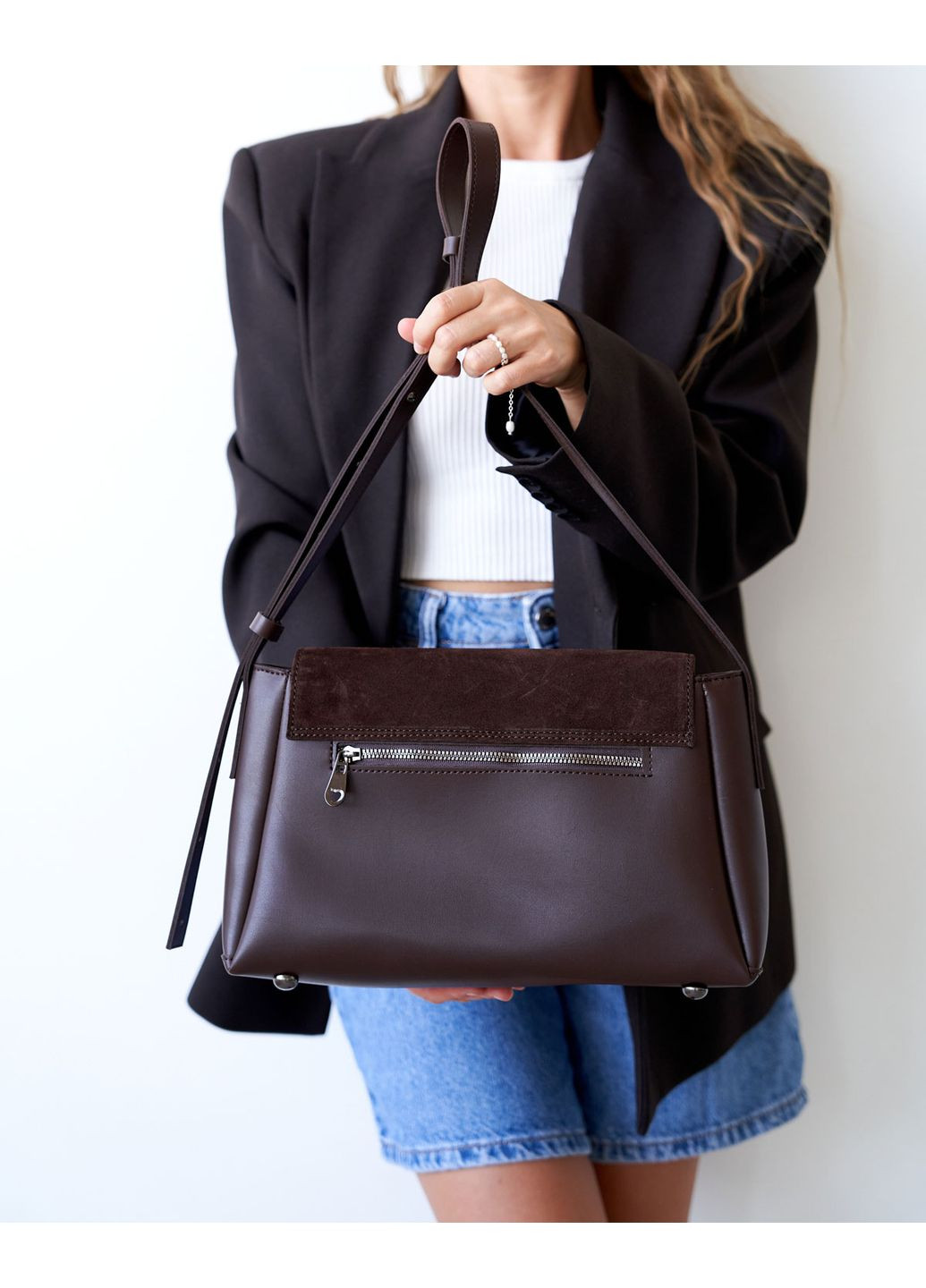 Сумка женская кросс боди нат. замша (wel-14255) коричневый WeLassie (361317173)