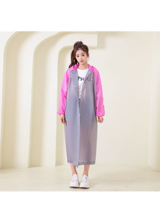 Дощовик жіночий, водонепроникний плащ, універсальний розмір, сіро-рожевий, 145×70 см No Brand (368882601)