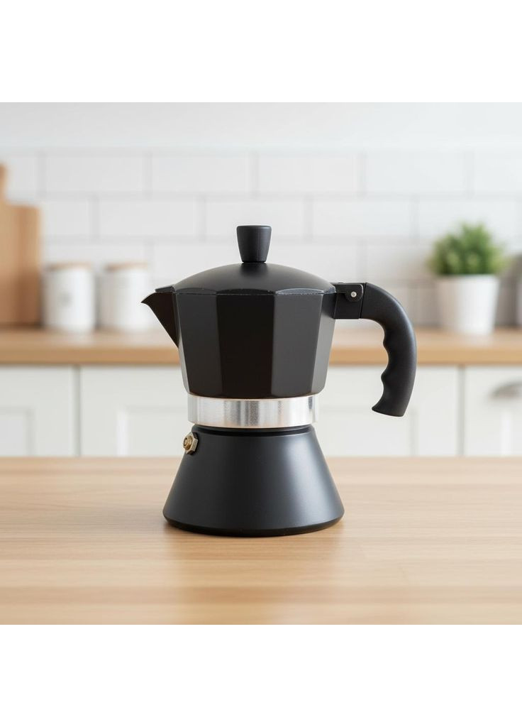 Гейзерна кавоварка алюмінієва 150 мл чорна GT-10043 Gusto (370673899)