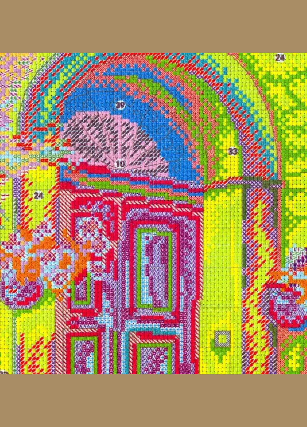 Набор для вышивания по нанесённой на канву схеме "The porch of summer flowers". AIDA 14CT printed 34*44 см Joy Sunday (313613395)