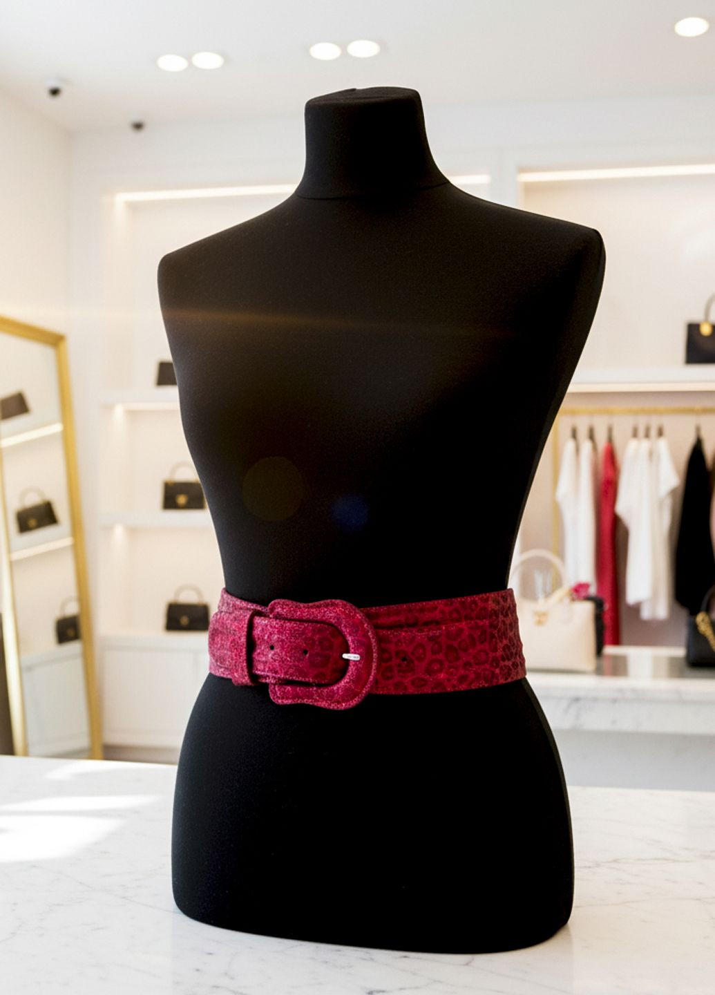 Женский широкий вечерний пояс S-56-2 Бордовый Manufac (363261831)