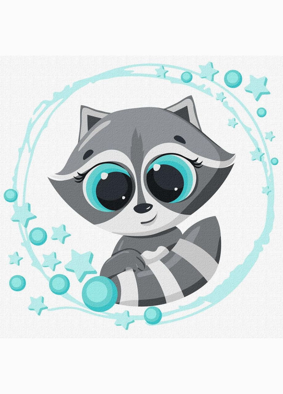 Картина за номерами Маленький єнот Ідейка 30 х 30 KHO6083 IDEYKA (354828675)