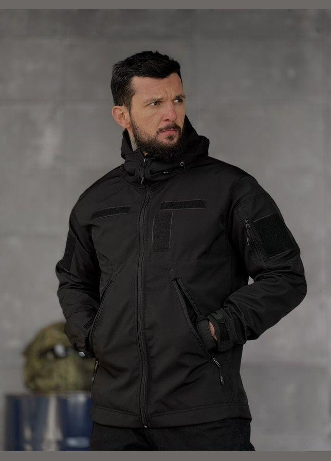 Тактическая демисезонная куртка SoftShell черная No Brand (322409392)