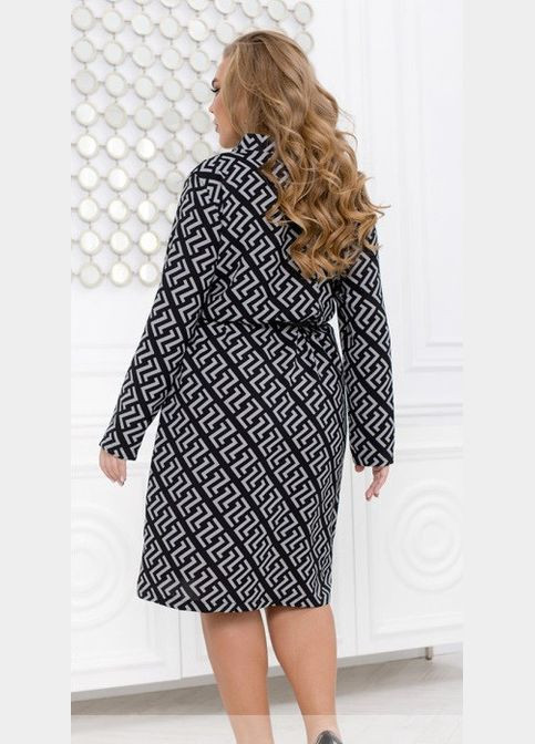 Темно-серое кэжуал платье женское демисезонное, которое станет вашей любимой sf-262 темно-серый, 62-64 Sofia с геометрическим узором