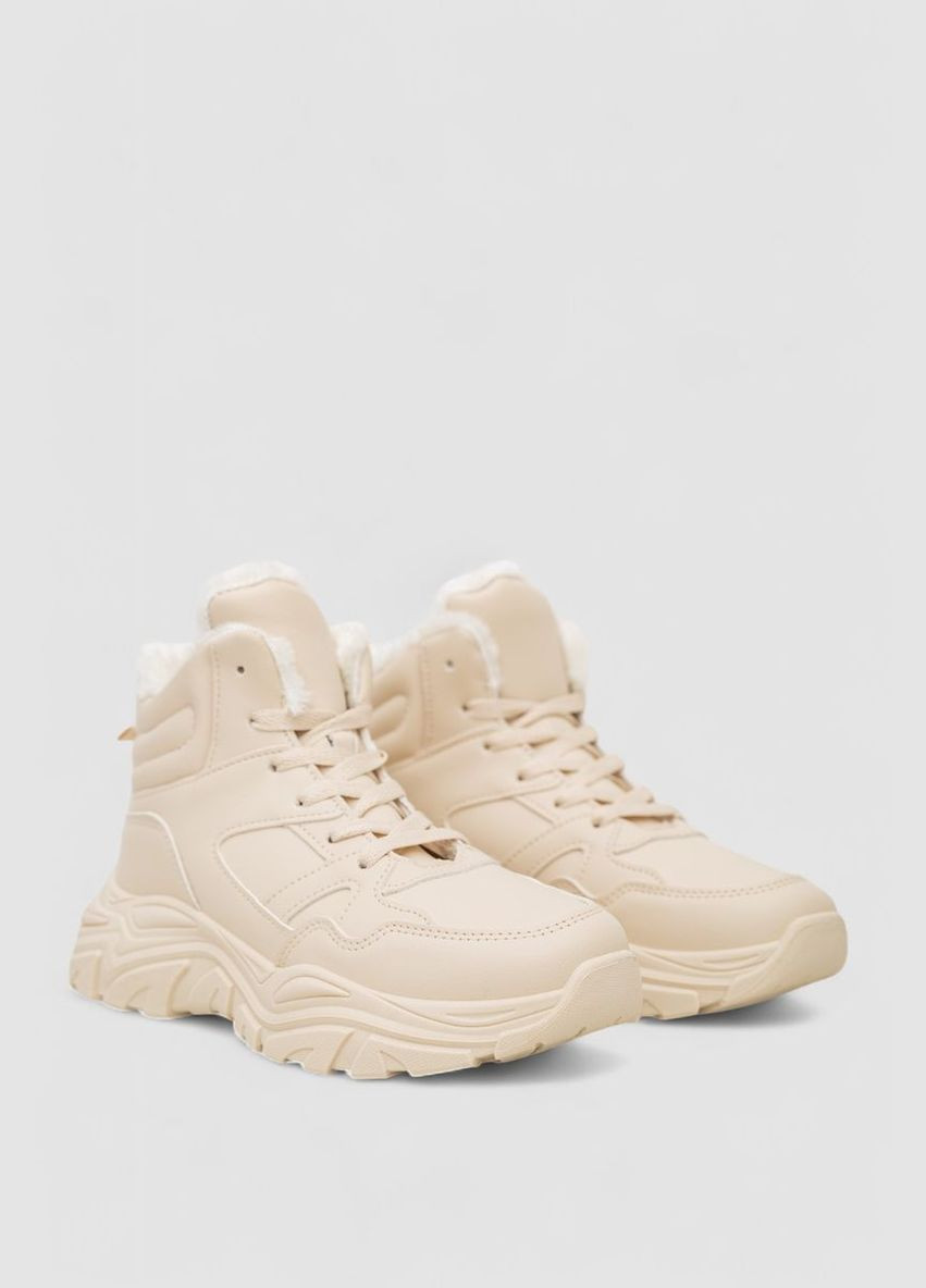 Кросівки жіночі зимові на хутрі, колір чорний, 248RDM10 Stilli бежеві всесезони (313290345)