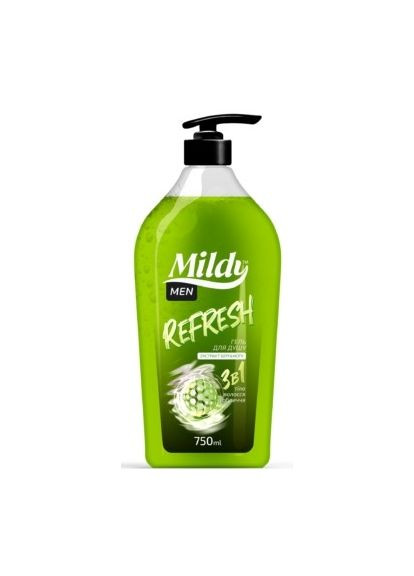 Гель для душа 3в1, мужской Mildy Refresh 750ml (1413022-30820102) Biossot (368623896)