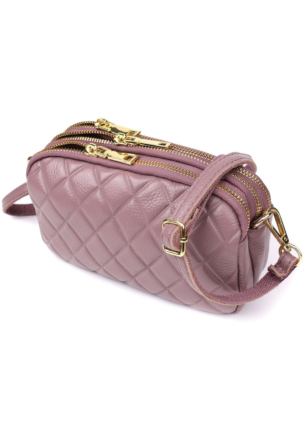 Функціональна жіноча сумка з натуральної шкіри з трьома секціями 22891 Пурпурний Vintage (356452205)